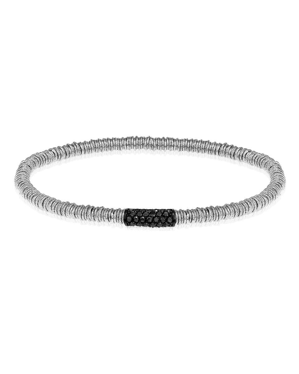 JOY 18k White Gold Black Diamond Stretch Bracelet