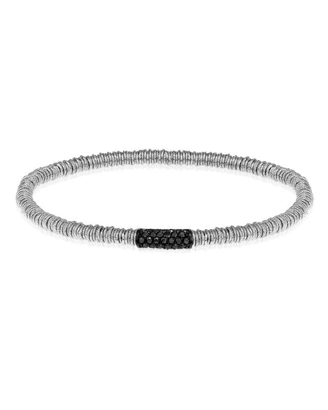 JOY 18k White Gold Black Diamond Stretch Bracelet