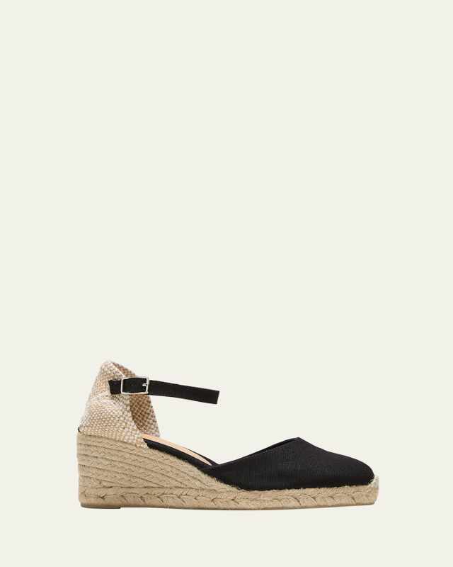 Carol Cotton Ankle-Strap Wedge Espadrilles