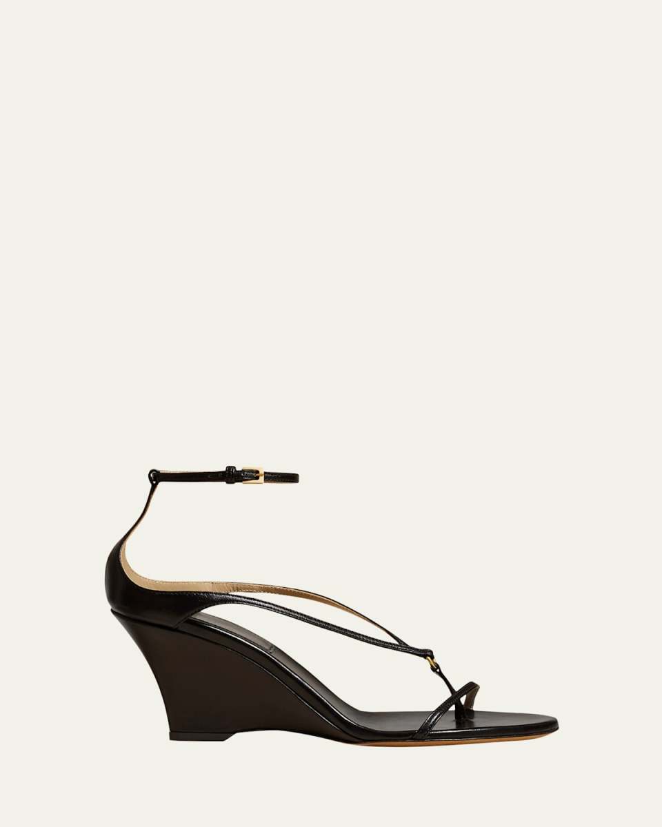 Marion Leather Thong Wedge Sandals