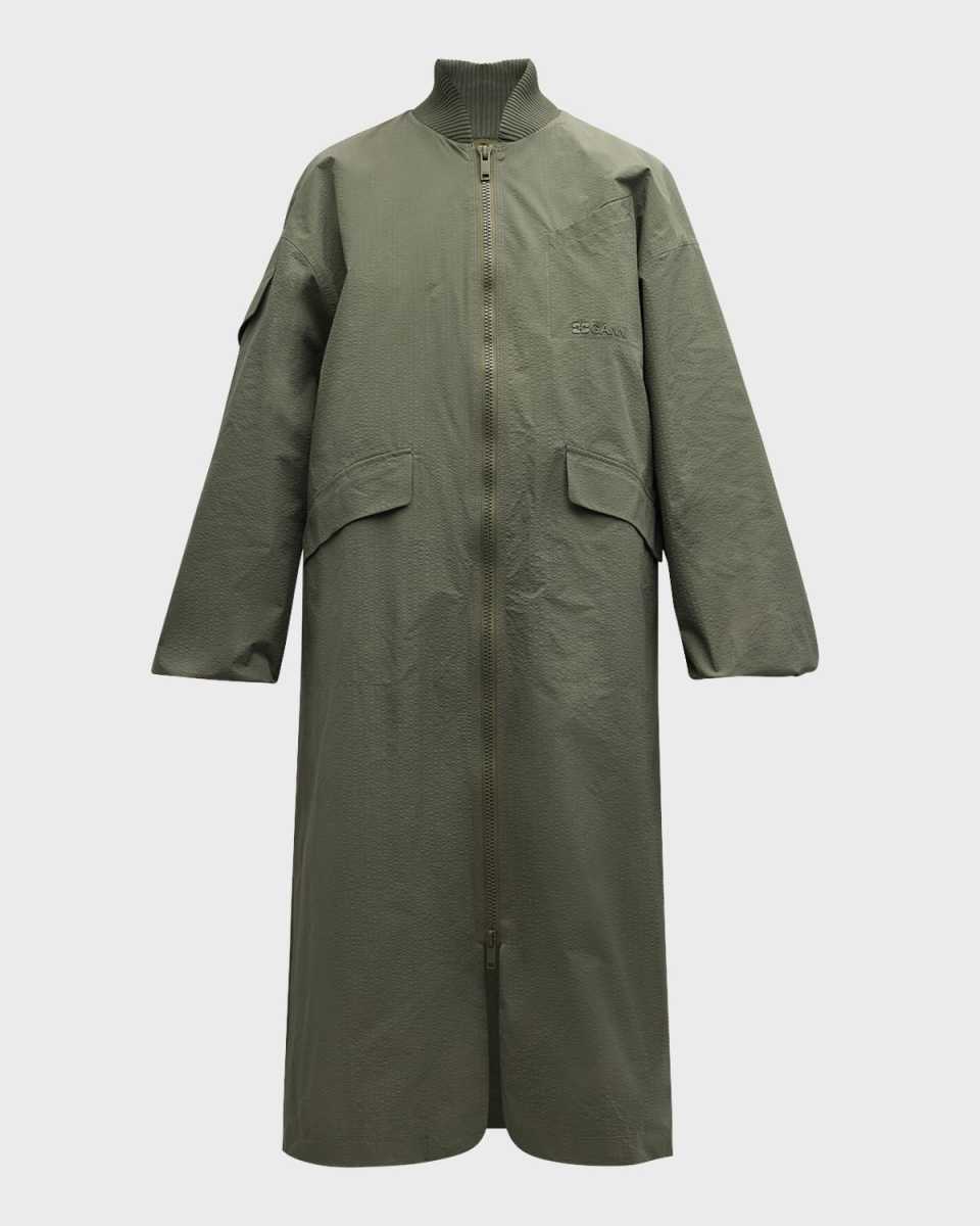 Seersucker Oversized Shell Coat