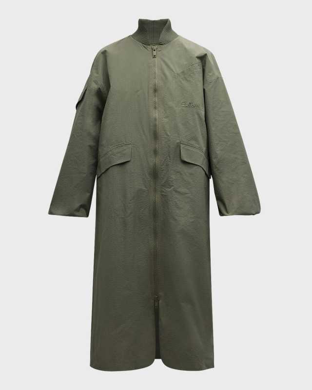 Seersucker Oversized Shell Coat