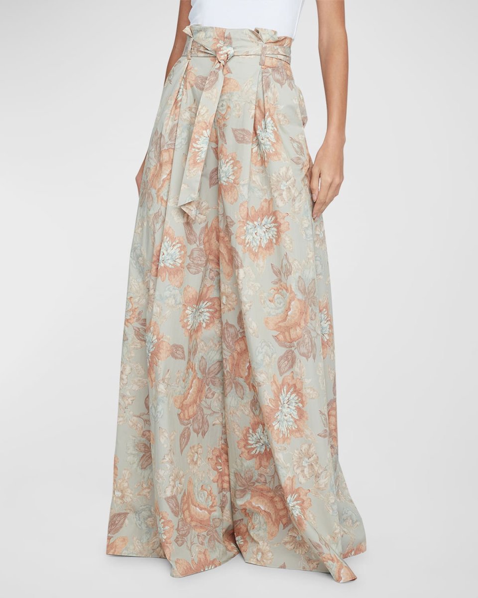 Chantae Soft Pastel Vintage Floral Paperbag Puddle Pants