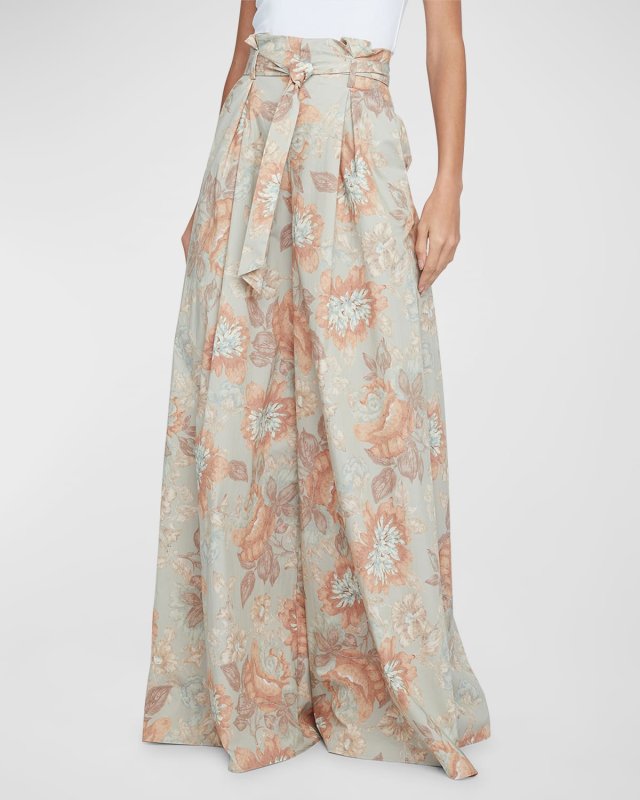 Chantae Soft Pastel Vintage Floral Paperbag Puddle Pants