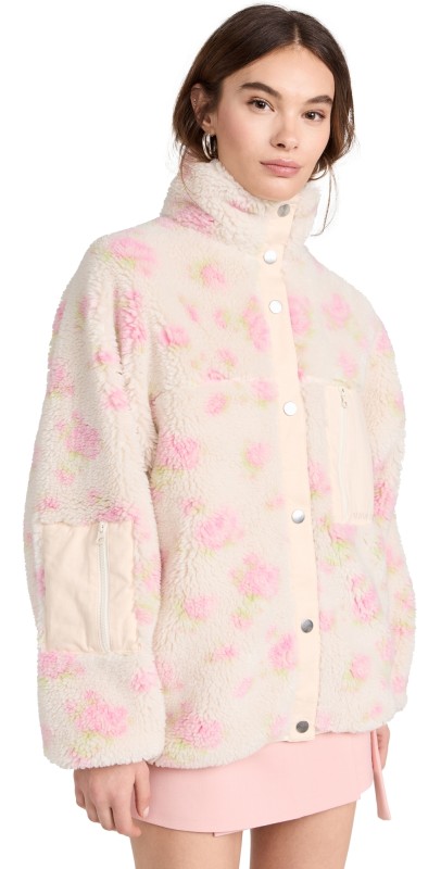 Sandy Liang Panda Fleece Jacket Pink Multi
