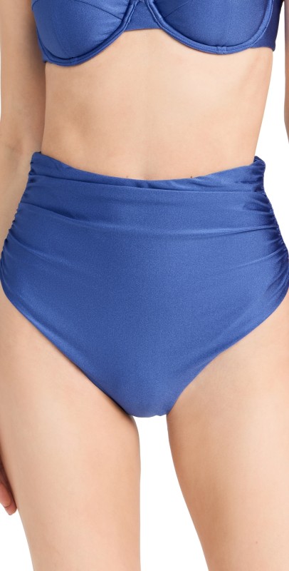 SIMKHAI Lilly Rushed Bikini Bottoms Lapis Blue