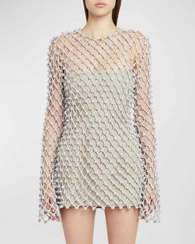 Crystal Knot Overlay Mini Dress