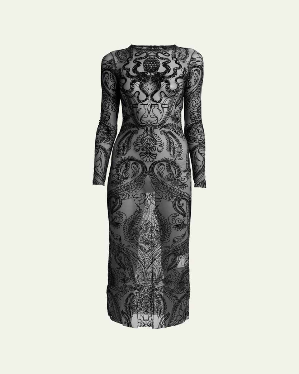 Paisley Sheer Midi Dress