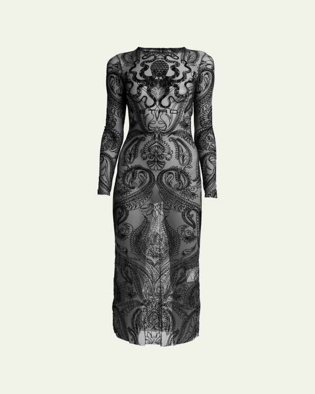 Paisley Sheer Midi Dress