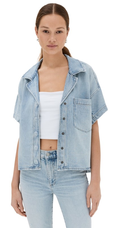 Pistola Denim Della Button Down Top Chateau