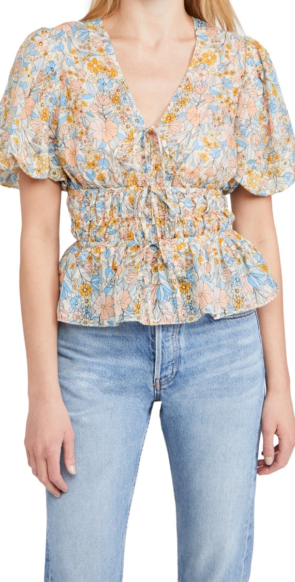Shoshanna Fete Top Opaque Yellow Multi