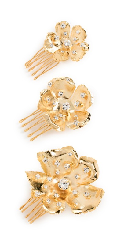 LELET NY Eden Crystalized Combs Set of 3 Gold