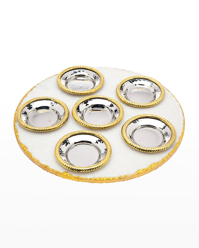 White Marble Gold Trim Seder