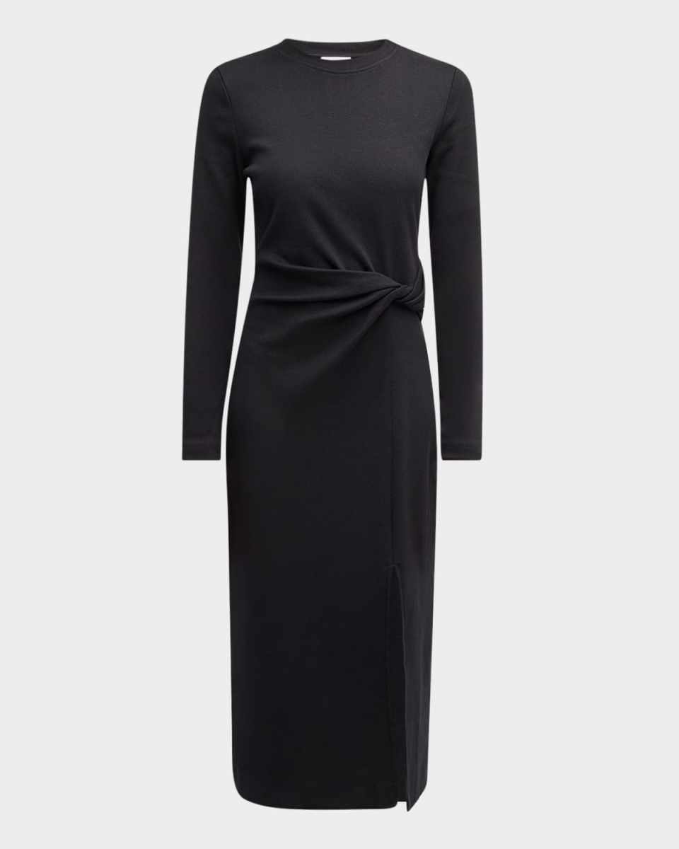 Cody Twist-Waist Long-Sleeve Midi Dress