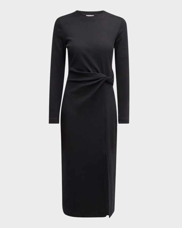Cody Twist-Waist Long-Sleeve Midi Dress