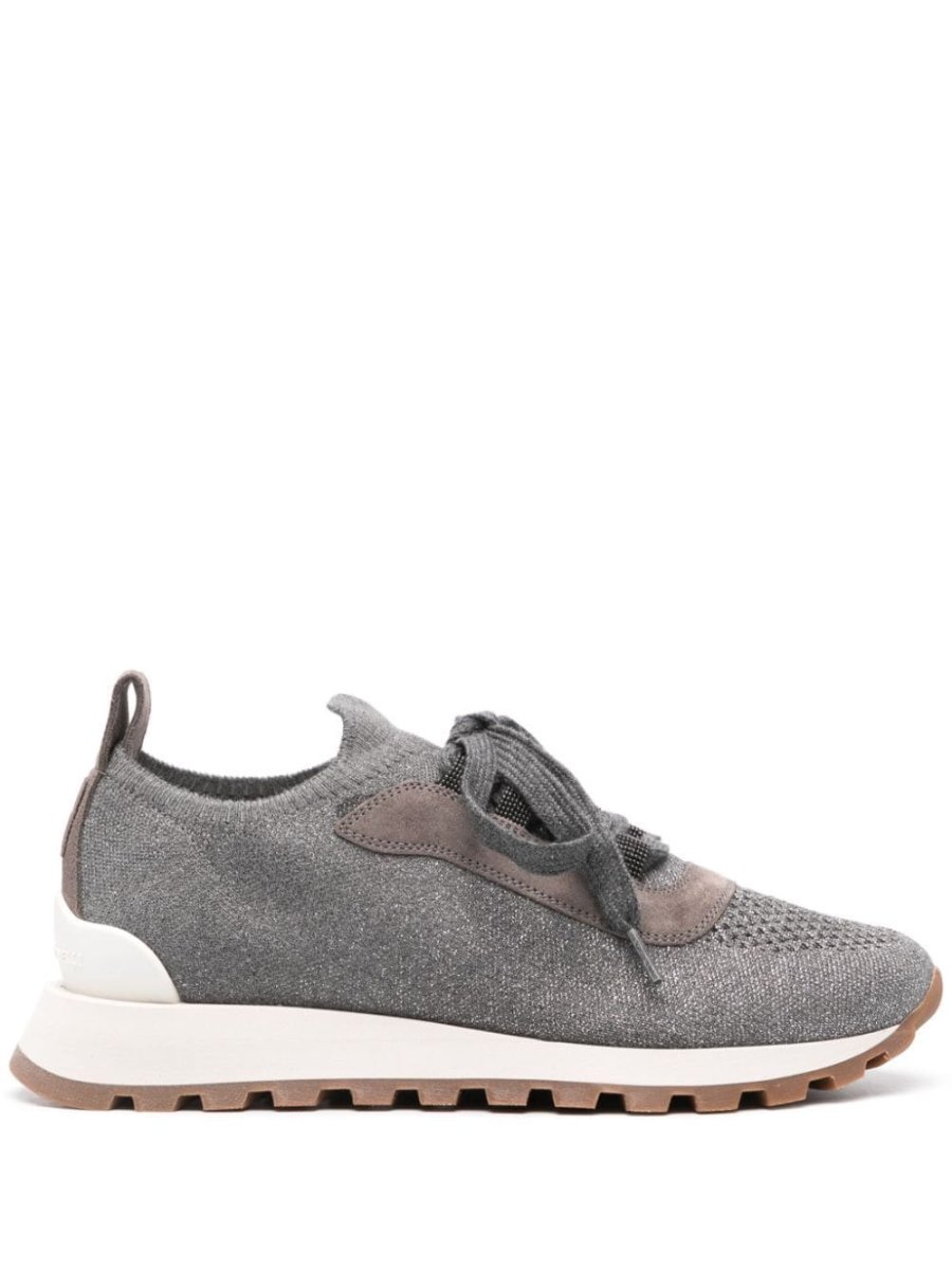metallic knitted sneakers