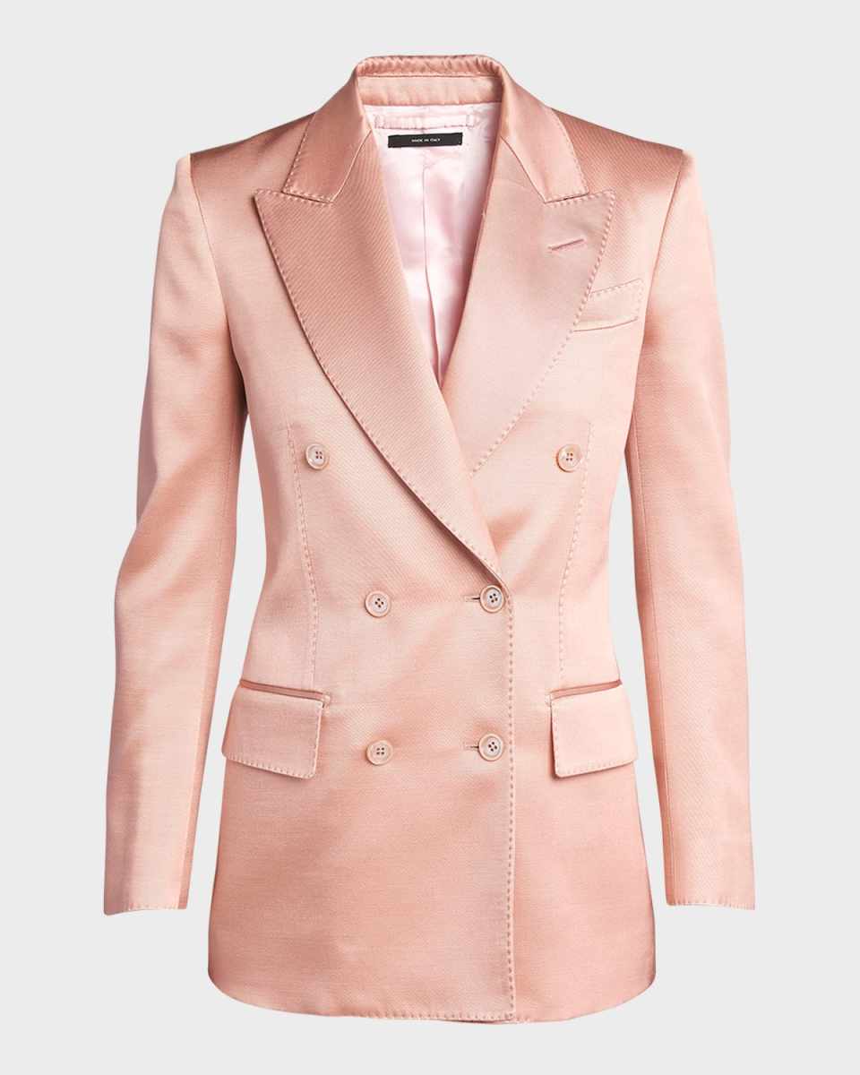 Silk-Wool Twill Double-Breasted Jacket