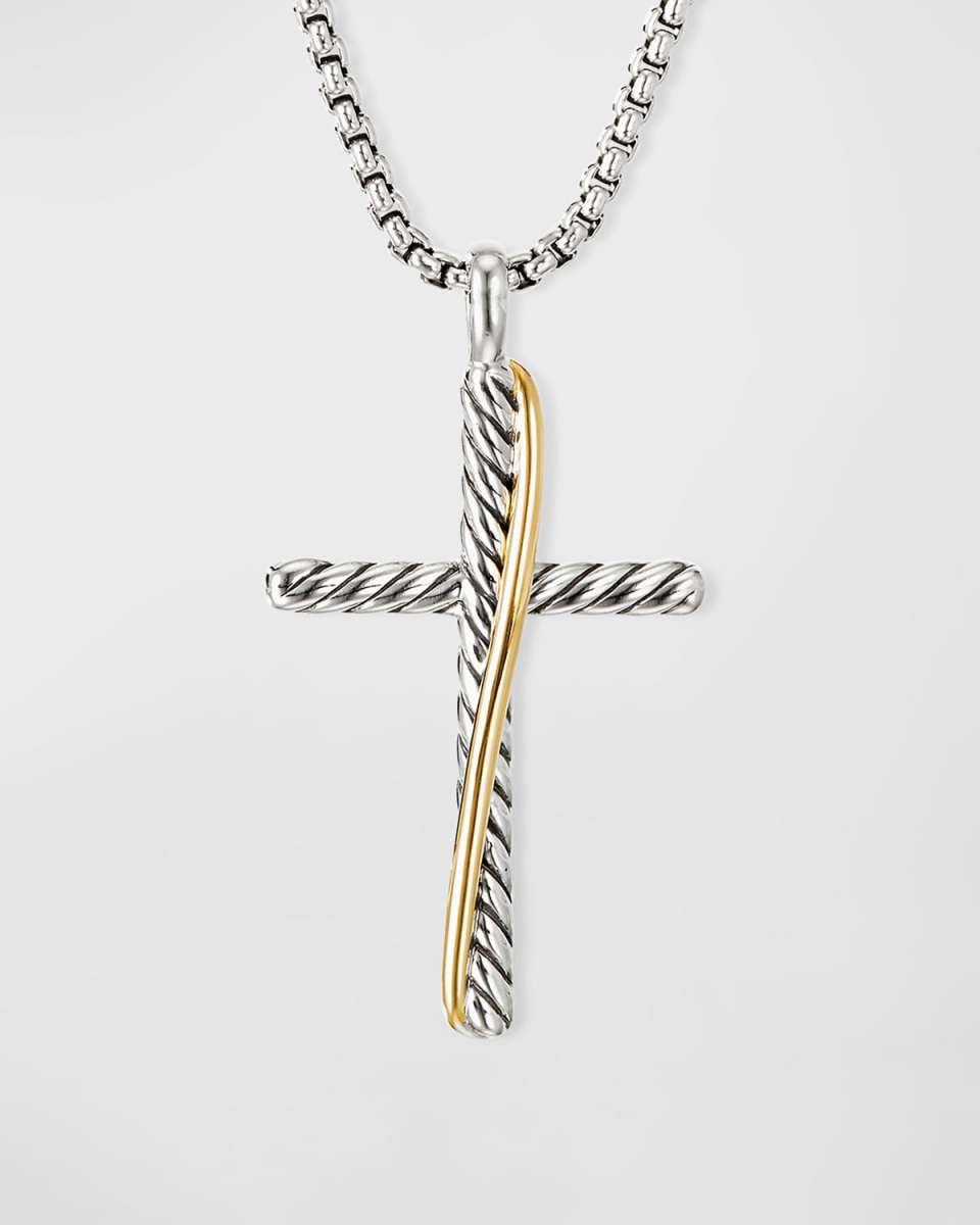 Crossover Cross Necklace w/ 18k Gold