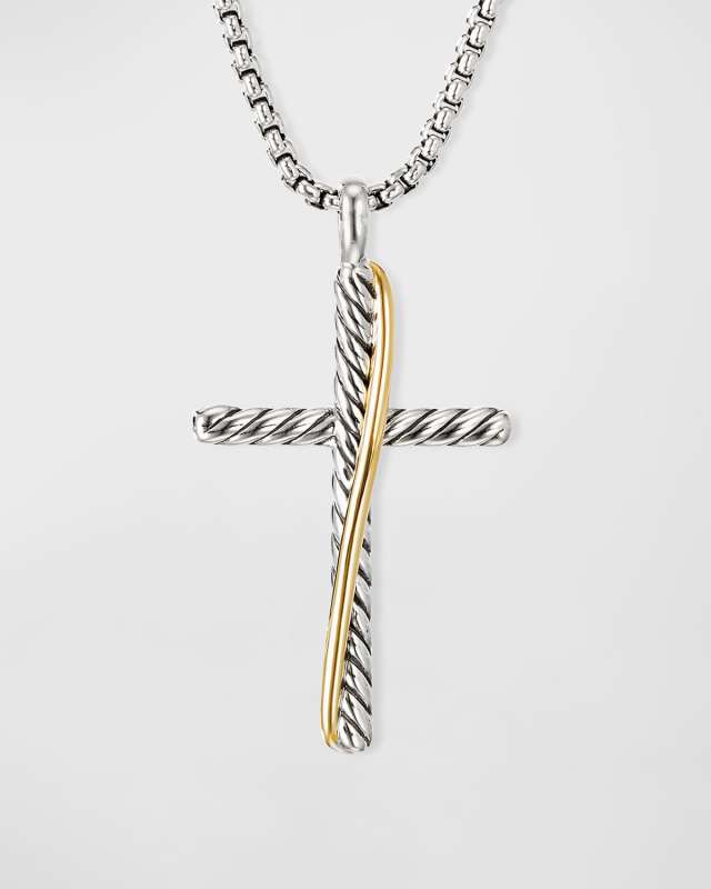 Crossover Cross Necklace w/ 18k Gold
