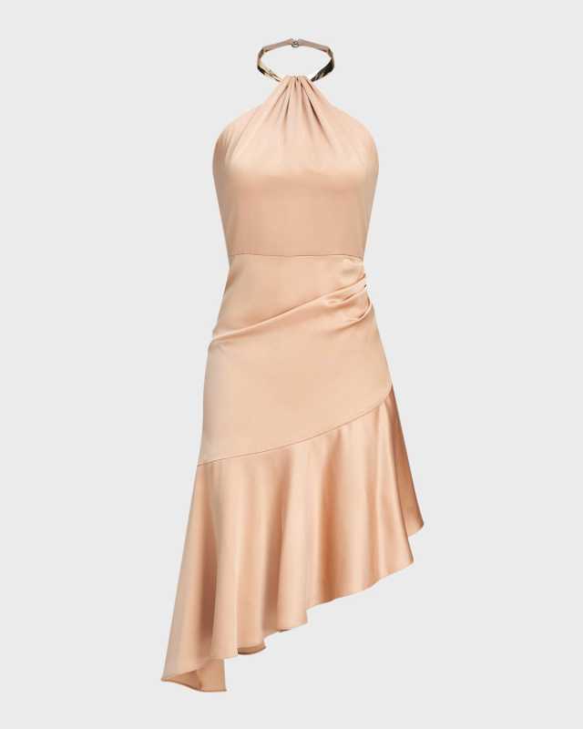 Beverly Satin High-Low Fit & Flare Mini Dress