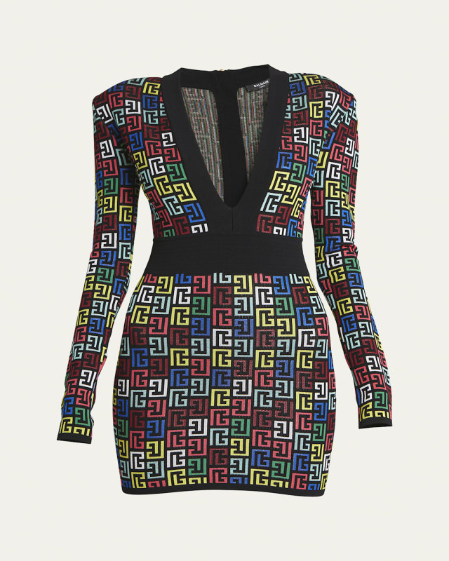 Monogram Knit Body-Con Mini Dress