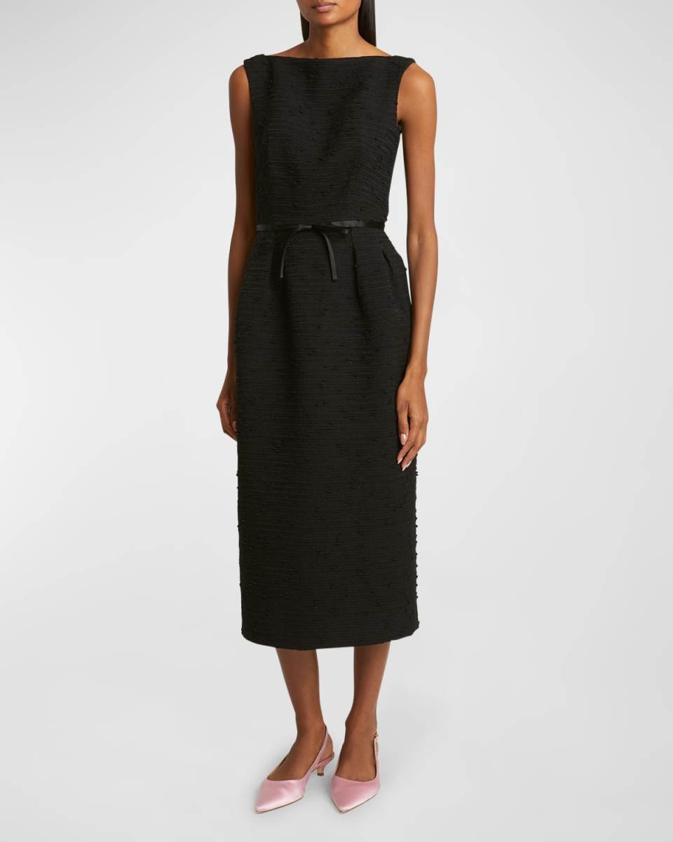 Sleeveless Belted Midi Pencil Dress