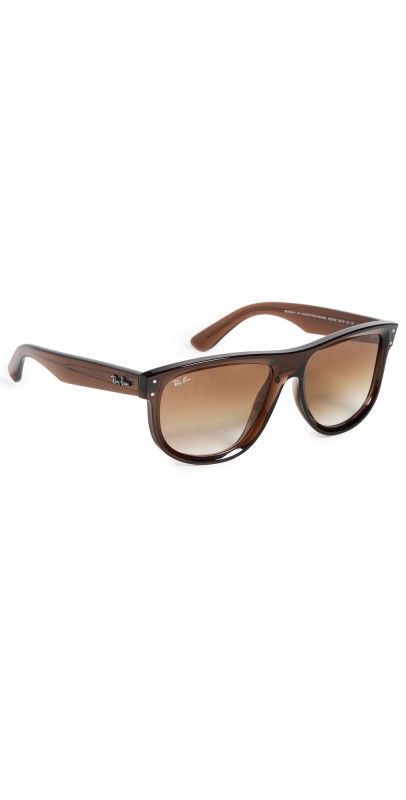 Ray-Ban Hyperbolic Parabolide Square Sunglasses Trans Brown/Clear Grad Brown