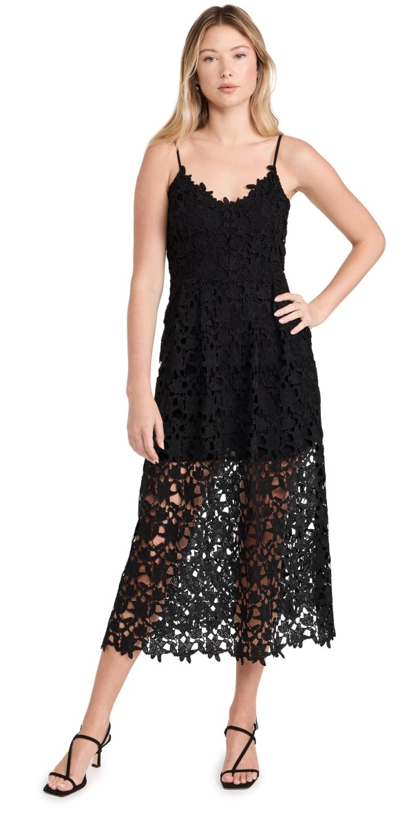 endless rose Lace Midi Dress Black