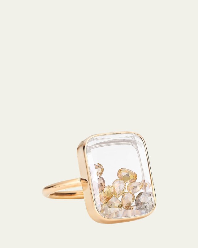 Ten Fourteen Yellow Diamond Shaker Ring in 18k Gold
