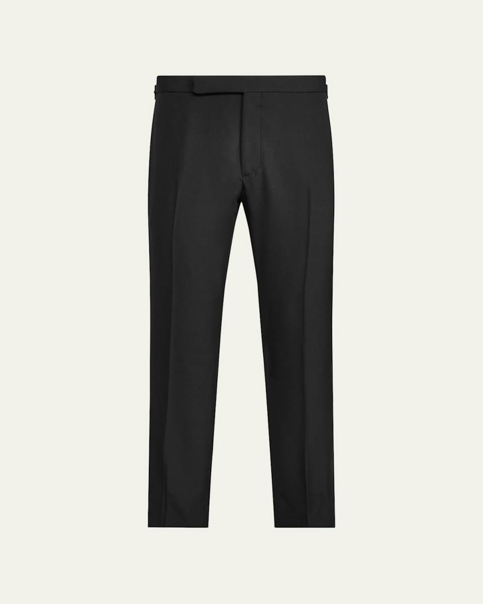Men's Gregory Wool Barathea Tapered Tuxedo Pants