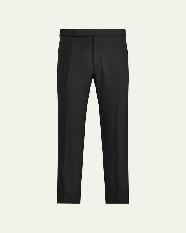 Men's Gregory Wool Barathea Tapered Tuxedo Pants