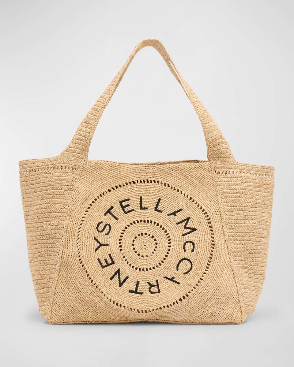 Logo Crochet Raffia Tote Bag