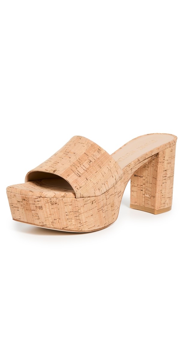 Stuart Weitzman Squarehigh Platform6 Slides Natural