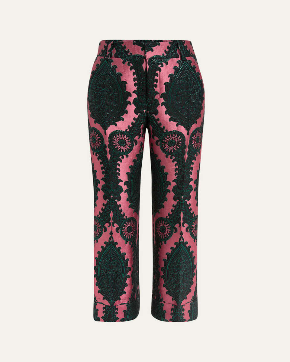 Hendrix Metallic Jacquard Cropped Pants