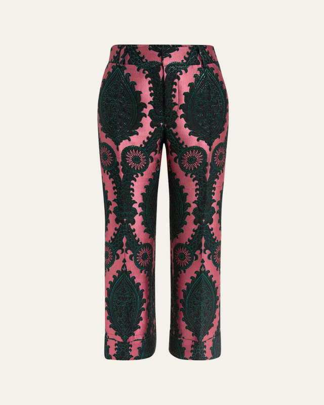 Hendrix Metallic Jacquard Cropped Pants