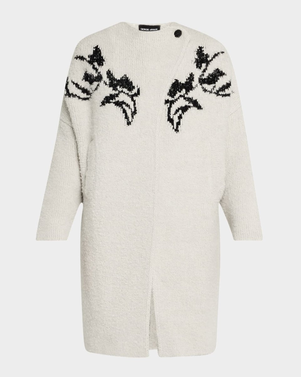 Cashmere-Blend Floral Intarsia Knit Coat