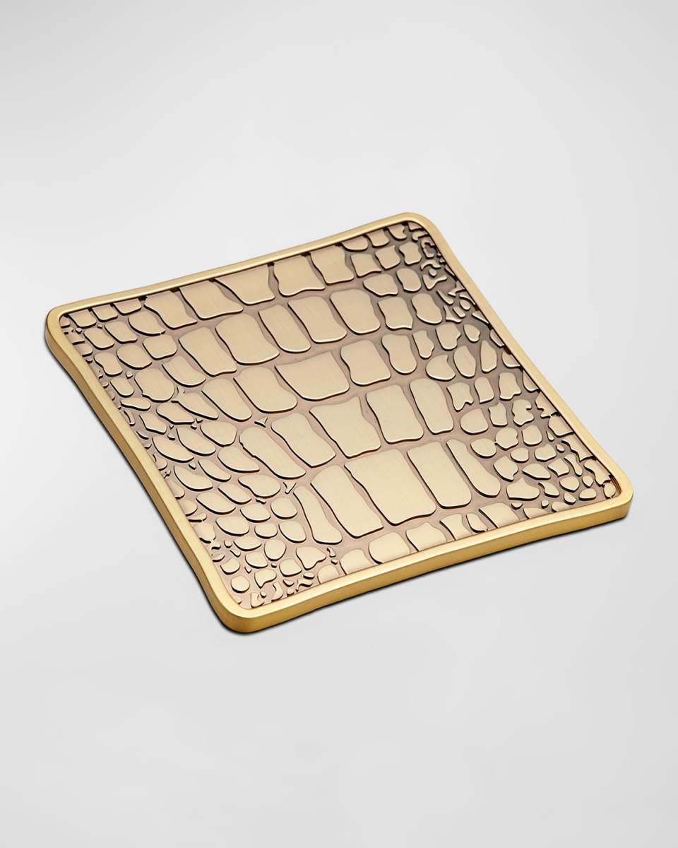 Crocodile Antiqued Brass Coasters, Set of 4