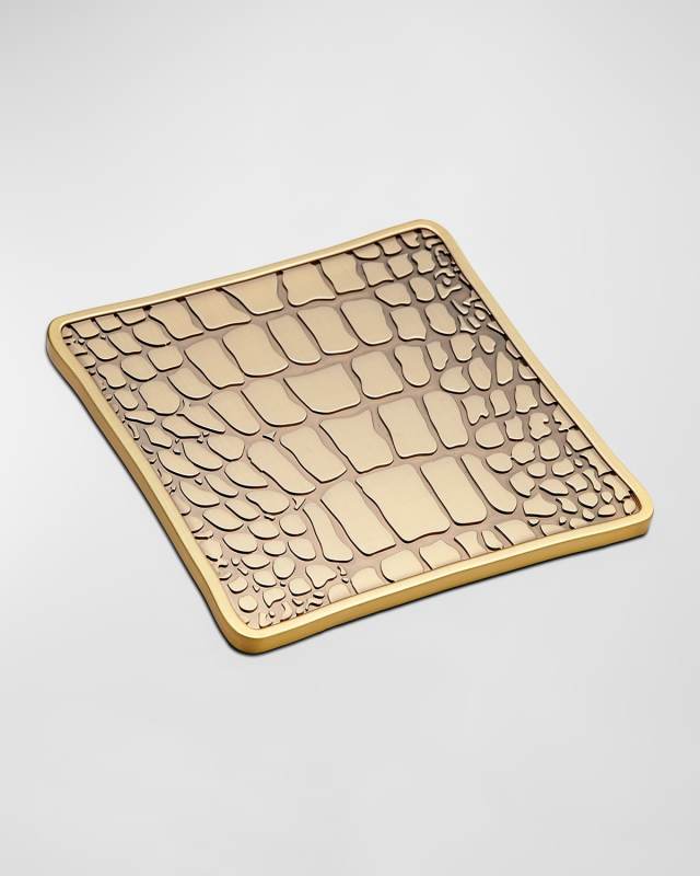 Crocodile Antiqued Brass Coasters, Set of 4