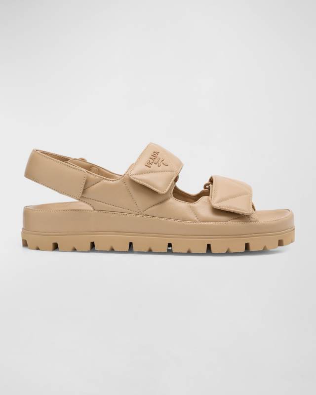 Quilted Leather Slingback Sporty Sandals