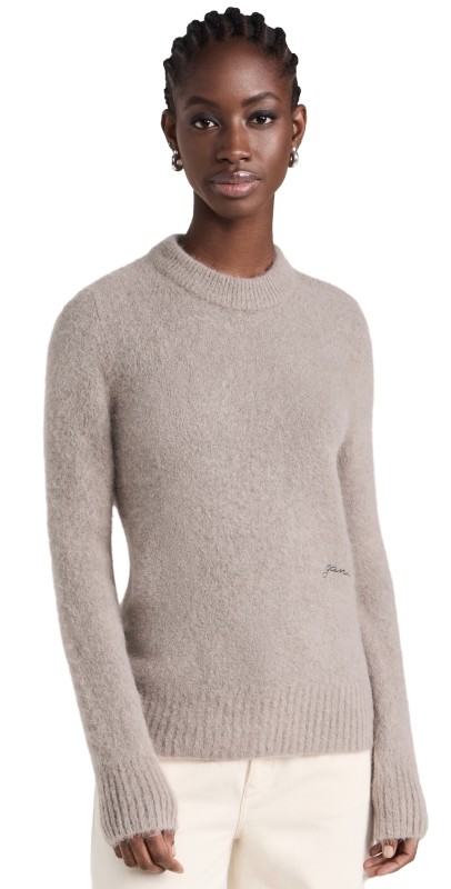 GANNI Brushed Alpaca O-Neck Sweater Fallen Rock