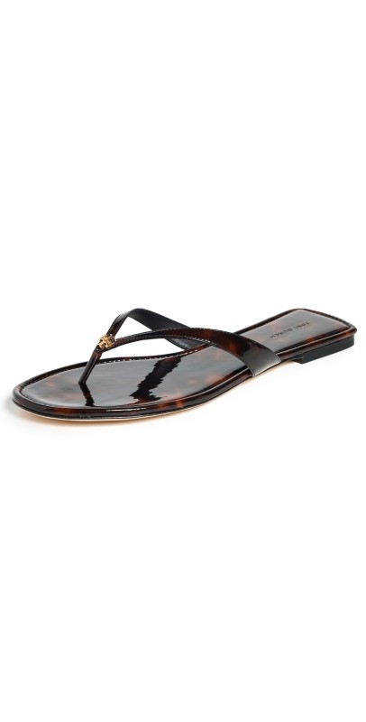 Tory Burch Classic Flip Flops Tortoise Patent