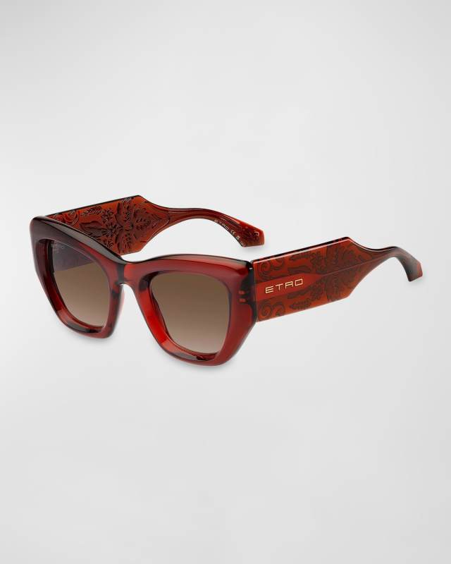 Patterned Plastic Cat-Eye Sunglasses