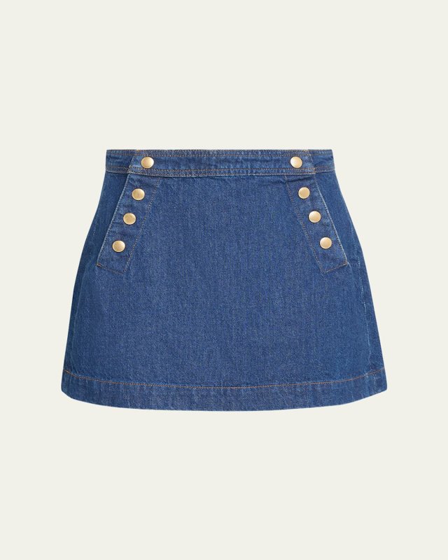 Sailor Snap Denim Mini Skirt