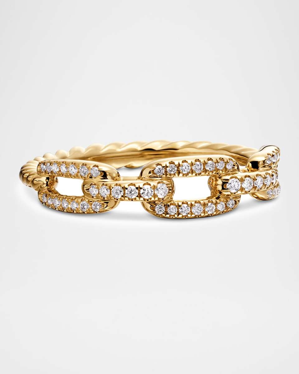 Stax Chain Link Ring with Diamonds in 18K Gold, 4.5mm