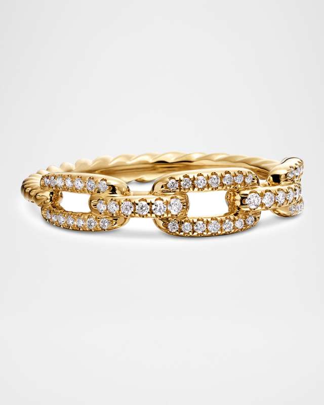Stax Chain Link Ring with Diamonds in 18K Gold, 4.5mm