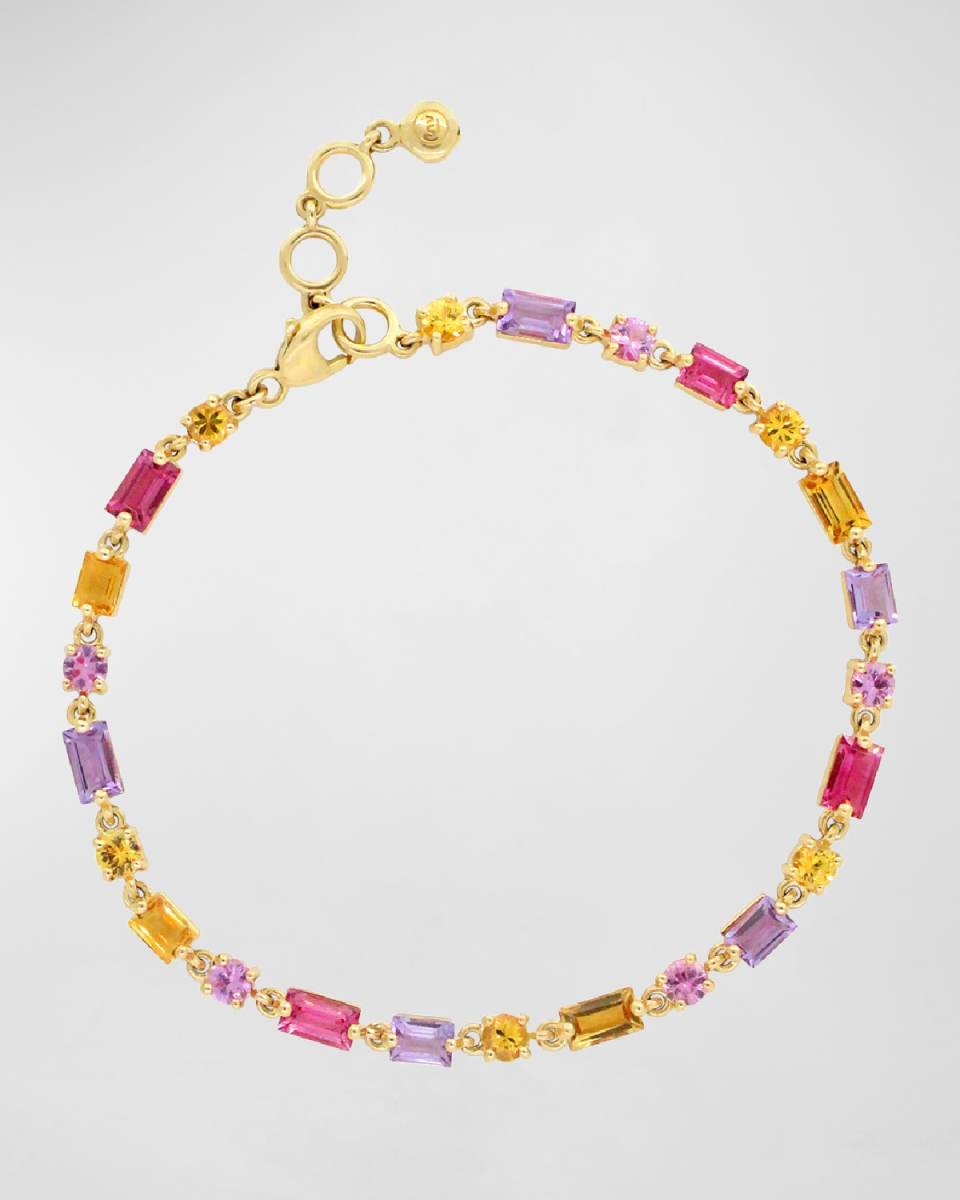 14K Gold Topaz & Sapphire Ombré Baguette Bracelet