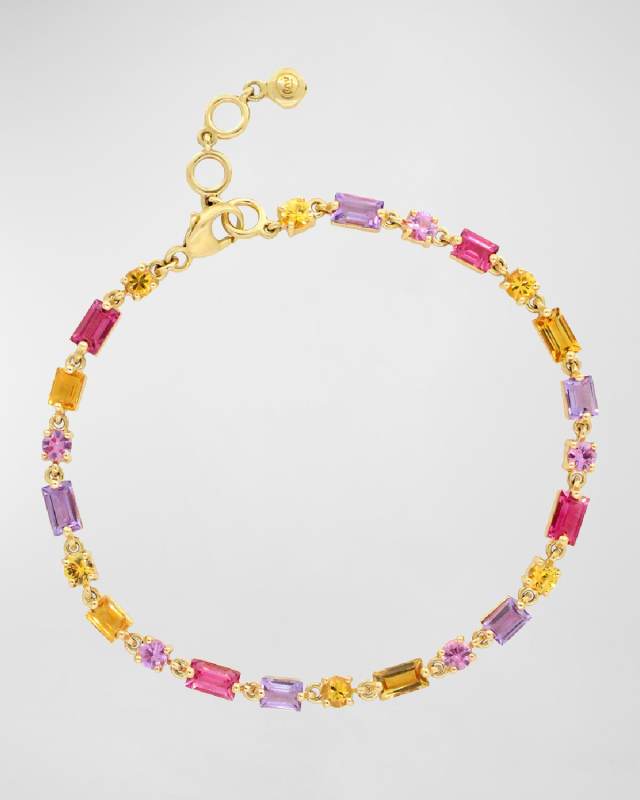 14K Gold Topaz & Sapphire Ombré Baguette Bracelet