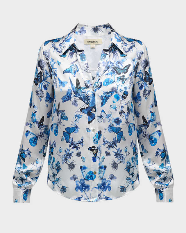 Tyler Butterflies Button-Front Blous