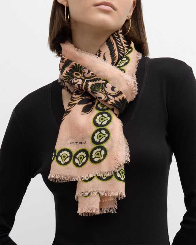 Floral Patterned Silk Scarf