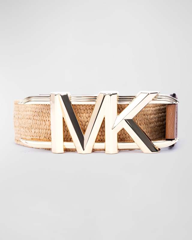 Stretch Straw Belt With MK Logo Buck